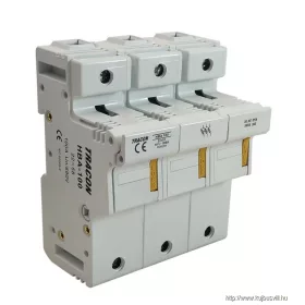   TRACON HBA-3P-100 Szakaszolókapcsoló-biztosítóhengeres bizt.hoz, maszkolható 100A, 22x58mm; Un=230V/400V
