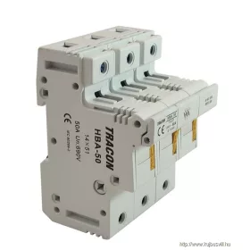   TRACON HBA-3P-50 Szakaszolókapcsoló-biztosítóhengeres bizt.hoz, maszkolható 50A, 14x51mm; Un=230V/400V