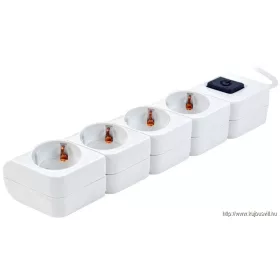   TRACON HKD-4 Hordozható elosztósáv kapcsolóval, fehér 4×SCHUKO, 1,4m, max.16A, 250VAC, 3680W, 3x1mm2, H05VV-F