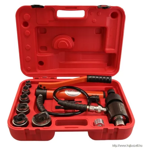 TRACON HKS-15 Hidraulikus kivágó szerszám+hordtáska+7 db kivágó bélyeg 150kN, 6200g, (D=21,8/27,6/34,1/42,7/48,7/60,5mm; 32x32mm)