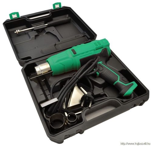 TRACON HLF-02 Hőlégfúvó műanyag táskában + 5tartozék 230V, 50Hz, 1000/2000W, 350/600oC