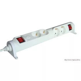   TRACON HRRK2/2 Forgatható-rögzíthető elosztósáv, kapcsolós 2×2×SCHUKO, 3m, max.16A, 250VAC, 3680W, 3x1,5mm2, H05VV-F