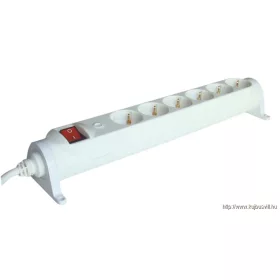   TRACON HRRK6 Forgatható-rögzíthető elosztósáv, kapcsolós 6×SCHUKO, 3m, max.16A, 250VAC, 3680W, 3x1,5mm2, H05VV-F