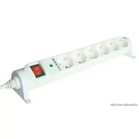   TRACON HRRKT6 Forgatható-rögzíthető-túlfesz.védelem elosztósáv, kapcsolós 6×SCHUKO, 3m, max.16A, 250VAC, 3680W, 3x1,5mm2, H05VV-F