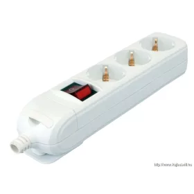   TRACON HUR-03K Újravezetékezhető, hordozható elosztósáv 3×SCHUKO, max.16A, 250VAC