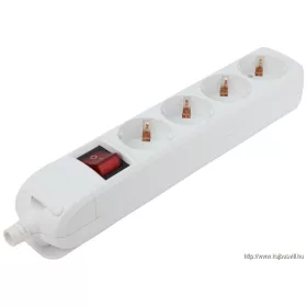   TRACON HUR-04K Újravezetékezhető, hordozható elosztósáv 4×SCHUKO, max.16A, 250VAC