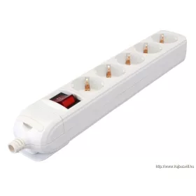   TRACON HUR-05K Újravezetékezhető, hordozható elosztósáv 5×SCHUKO, max.16A, 250VAC