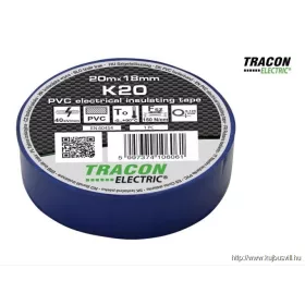   TRACON K20 Szigetelőszalag, kék 20m×18mm, PVC, 0-90°C, 40kV/mm