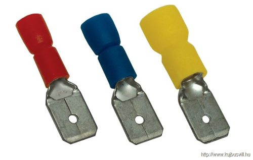 KCS5 Szigetelt rátolható csatlakozó csap, sárgaréz, kék 4,8×0,8mm, 2,5mm2