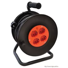   TRACON KD-4/25-B Kábeldobos hosszabbító, fémvázzal 4×SCHUKO, 25m, 250V AC, 16A, 3×1,5mm2, H05VV-F, IP20