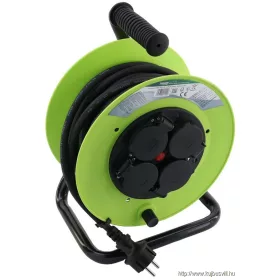   TRACON KDZ-4/10G Kábeldobos hosszabbító, fémvázzal 4×SCHUKO, 10m, 250V AC, 16 A, 3×1,5mm2, H07RN-F, IP44