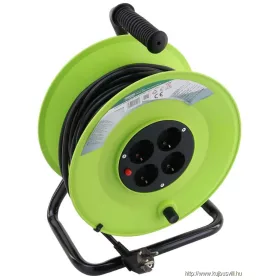   TRACON KDZ-4/20 Kábeldobos hosszabbító, fémvázzal 4×SCHUKO, 20m, 250V AC, 16 A, 3×1,5mm2, H05VV-F, IP20