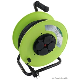   TRACON KDZ-4/20G Kábeldobos hosszabbító, fémvázzal 4×SCHUKO, 20m, 250V AC, 16 A, 3×1,5mm2, H07RN-F, IP44