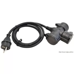   TRACON KE3 Hordozható 3-as csatlakozóaljzat gumikábellel 250 VAC, 16 A, 3XSCHUKO, max. 3680 W, IP44, 1,5m