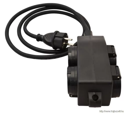 TRACON KE4-5M Kültéri elosztósáv, fekete 16A/250VAC, IP44, H07RN-F, 3G1.5, 5m, 4×SCHUKO