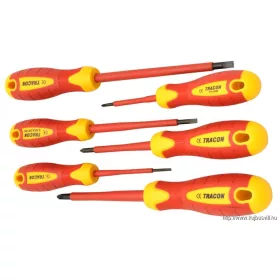   TRACON KSET1000 1000 V-ra szigetelt csavarhúzó szett 1000 V; 1×5,5×125mm; 0,8×4×100mm; 0,4×2,5×75mm