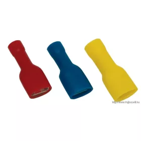   TRACON KTCSH6 Teljes szigetelésű rátolható csatl. hüvely, sárgaréz, kék 2,5mm2, 6,3×0,8 mm