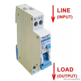   TRACON KVKVEB-25/100 Kombinált védőkapcsoló, elektronikus, 2P, 1 modul, B kar. B25, 100mA, 6kA, AC, E3