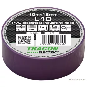   TRACON L10 Szigetelőszalag, lila 10m×18mm, PVC, 0-90°C, 40kV/mm