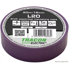   TRACON L20 Szigetelőszalag, lila 20m×18mm, PVC, 0-90°C, 40kV/mm