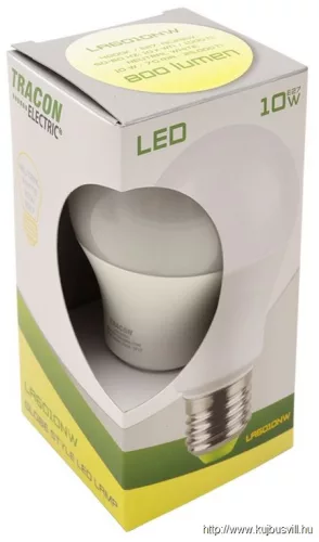 TRACON LA6010NW Gömb burájú LED fényforrás 230 V, 50 Hz, 10 W, 4000 K, E27, 935 lm, 200°, A60, EEI=F