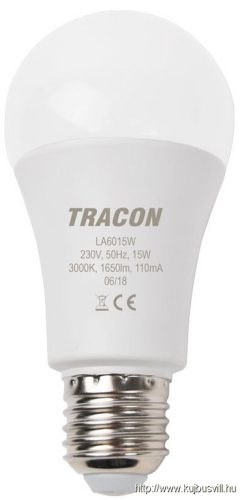 LA6015NW Gömb burájú LED fényforrás 230 V, 50 Hz, 15 W, 4000 K, E27, 1650 lm, 200°, A60, EEI=E