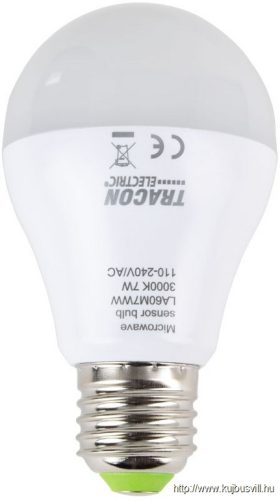 LA60M7WW LED fényforrás beépített mozgásérzékelővel 110-240 V, 50/60 Hz, 7W,600lm,2700K,360°,60s,5m,<20lx, EEI=F