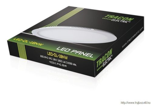 TRACON LED-DL-18NW Beépíthető LED mélysugárzó, kerek, fehér 220-240 VAC, 18 W, 1820 lm, D=220 mm, 4000 K, IP40, EEI=F