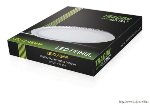 TRACON LED-DL-18WW Beépíthető LED mélysugárzó, fehér 220-240 VAC, 18 W, 1820 lm, D=220 mm, 2700 K, IP40, EEI=F