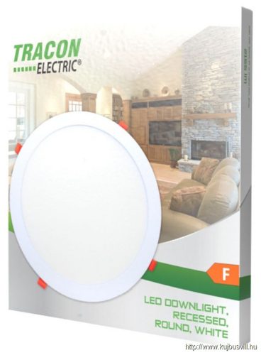 TRACON LED-DL-21NW Beépíthető LED mélysugárzó, kerek, fehér 230 VAC 50Hz, 21 W, 2155 lm, D=300 mm, 4000 K, IP40, EEI=F