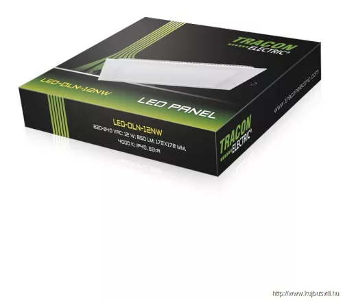 TRACON LED-DLN-12NW Négyzet alakú, süllyeszthető LED panel 220-240 VAC, 12 W, 1160 lm, 172×172 mm, 4000 K, IP40, EEI=F
