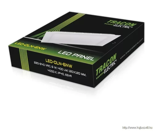 TRACON LED-DLN-6NW Négyzet alakú, süllyeszthető LED panel 220-240 VAC, 6 W, 490 lm, 120×120 mm, 4000 K, IP40, EEI=G