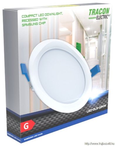 TRACON LED-DLS-18NW Kompakt beépíthető LED mélysugárzó SAMSUNG chippel 230 VAC, 18W, 1440lm, D=225 mm, 4000 K, IP20, EEI=G