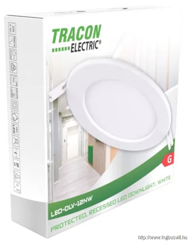 TRACON LED-DLV-6NW Védett, beépíthető LED mélysugárzó, fehér 230 VAC, 6 W, 4000 K, 490 lm, IP44,D=117mm, EEI=G