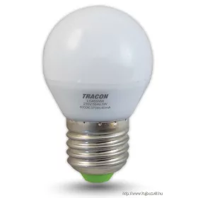   TRACON LG455NW LED fényforrás 230 VAC, 5 W, 4000 K, E27, 380 lm, 200°, G45, EEI=G