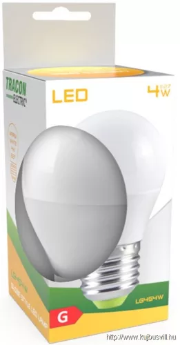 TRACON LG455NW LED fényforrás 230 VAC, 5 W, 4000 K, E27, 380 lm, 200°, G45, EEI=G