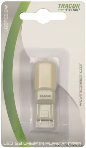 TRACON LG9PC2,5W LED G9 fényforrás műanyag házban 230 V, 50 Hz, G9, 2 W, 180 lm, 3000 K, 300°, EEI=F
