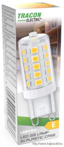 TRACON LG9X3NW LED fényforrás műanyag házban 230 VAC, 3 W, 4000 K, G9, 350 lm, 270°, EEI=E