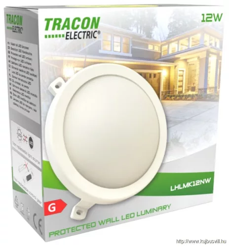 TRACON LHLMK12NW Műanyag házas LED hajólámpa, kerek forma 230 V, 50 Hz, 12 W, 840 lm, 4000 K, IP54, EEI=G