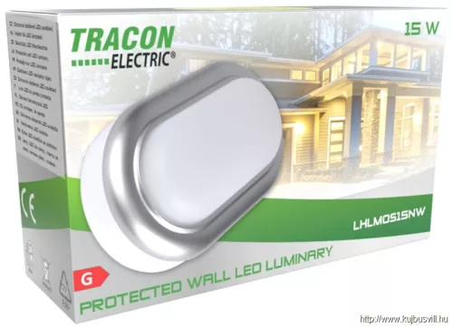 TRACON LHLMOS8NW Műanyag házas LED hajólámpa ezüst kerettel, ovális 230 V, 50 Hz, 8 W, 4000 K, 560 lm, IP54, ABS+PC, EEI=G