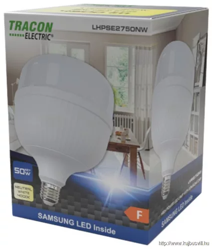 TRACON LHPSE2740NW Nagyteljesítményű LED fényforrrás Samsung chippel 220-240 V, 50 Hz, 40 W, 4000 K, 3500 lm, E27, EEI=F