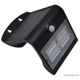   TRACON LSLBB3W Napelemes LED fali világítótest mozgásérzékelővel, fekete 3,2 W, 4000 K, 400 lm, IP65, 3,7 V, 2 Ah