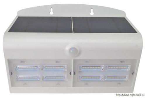 TRACON LSLBW7W Napelemes LED fali világítótest mozgásérzékelővel, fehér 6,8 W, 4000 K, 800 lm, IP65, 3,7 V, 4 Ah