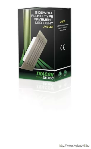 TRACON LVS02 LED süllyesztett fali lámpatest takaróráccsal, ezüst 110-240 VAC, 1,5 W, 100 lm, 3500 K, IP54, EEI=G
