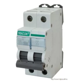   TRACON MB-2B-20 Kismegszakító, 2 pólus, B karakterisztika 20A, 4,5 kA