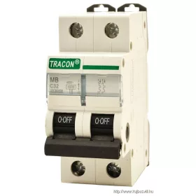   TRACON MB-2C-10 Kismegszakító, 2 pólus, C karakterisztika 10A, 4,5 kA