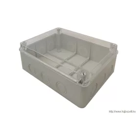   TRACON MED25209T Elektronikai doboz, világos szürke, átlátszó fedéllel 250×200×90, IP67
