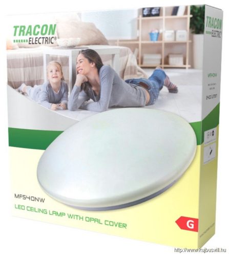 TRACON MFS12NW Beltéri LED mennyezeti lámpa,opál burás 230 VAC, 50 Hz, 12 W, 750 lm, 4000 K, IP20, D=260mm, EEI=G
