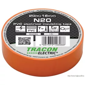   TRACON N20 Szigetelőszalag, narancs 20m×18mm, PVC, 0-90°C, 40kV/mm