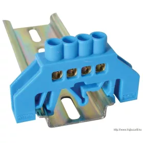   TRACON NPE-B6-4 Szigetelt földelősín (N/PE), kék 230/400VAC, 63A, 6×9mm, 4P, IP20